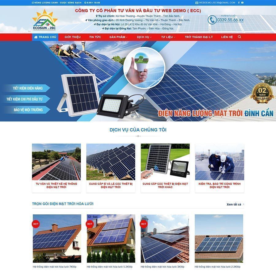 Mẫu Website Điện Năng Lượng Mặt Trời 02 - Cài Đặt Sẵn