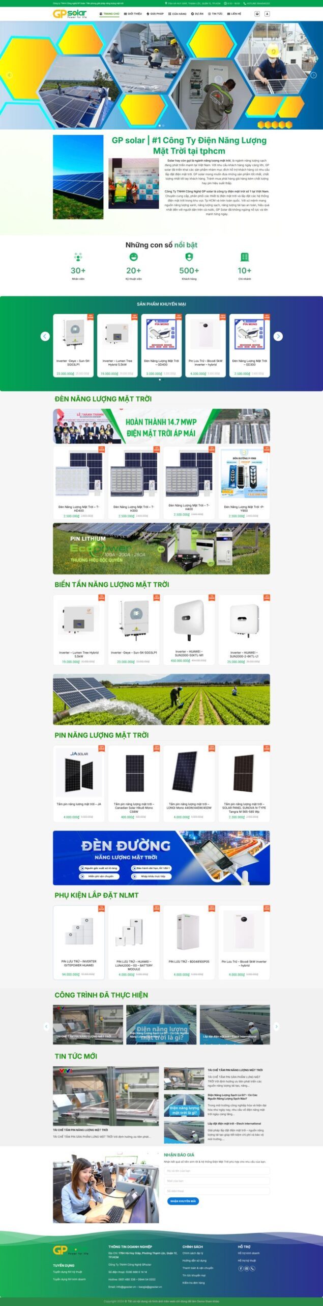 Mẫu Website Thiết Bị Solar 3 - Năng Lượng Mặt Trời - Cài Đặt Sẵn