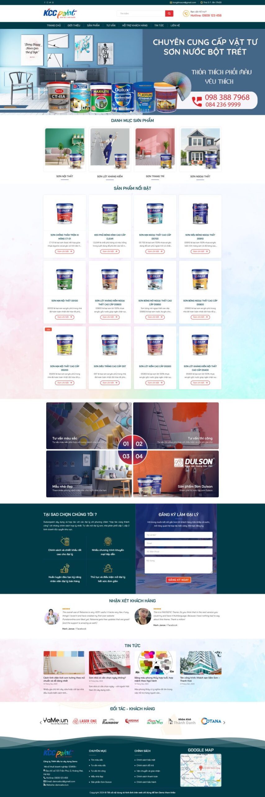 Mẫu Website Sơn Nước 3 - Vật Liệu Xây Dựng - Cài Đặt Sẵn