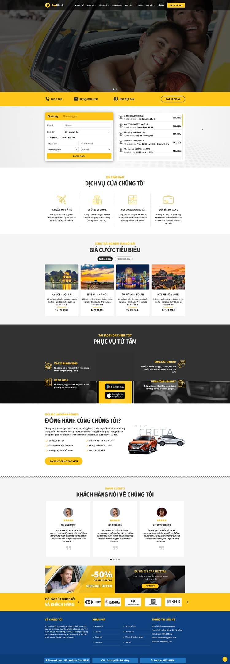 Mẫu Website Dịch Vụ Thuê Xe Taxi - Vận Chuyển - Cài Đặt Sẵn