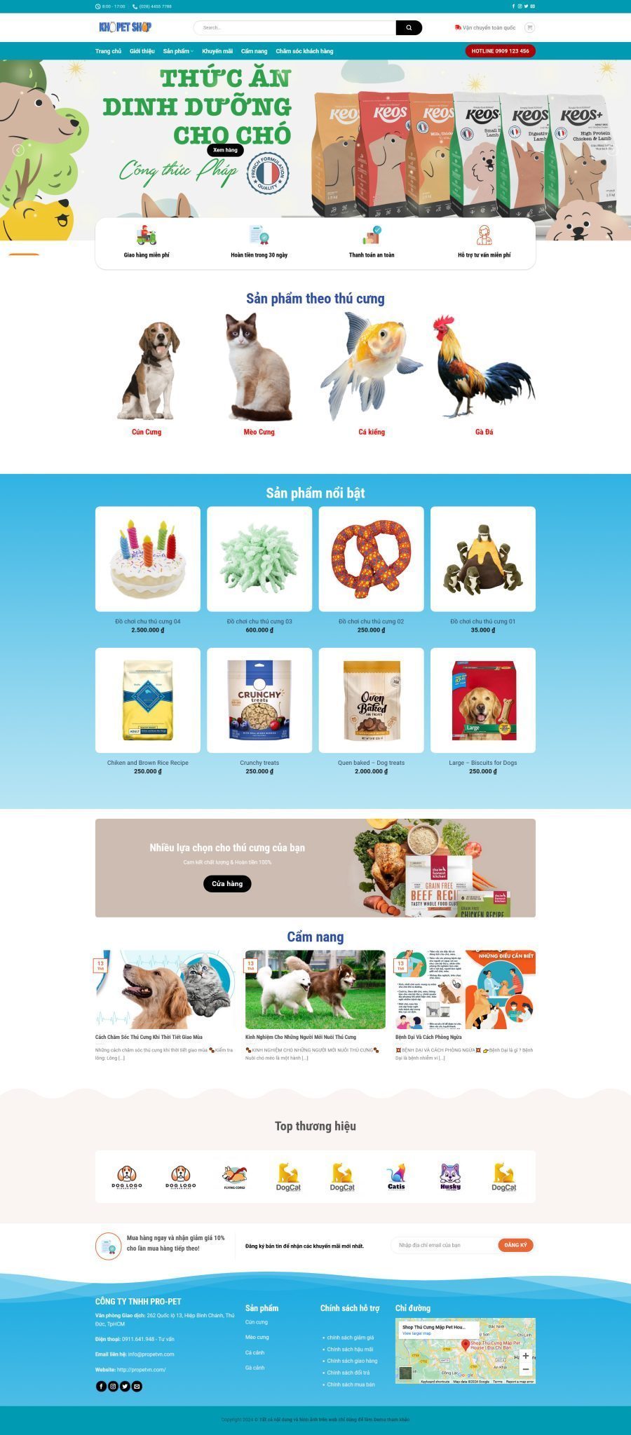 Mẫu Website Thực Phẩm Thú Cưng - Shop Online - Cài Đặt Sẵn