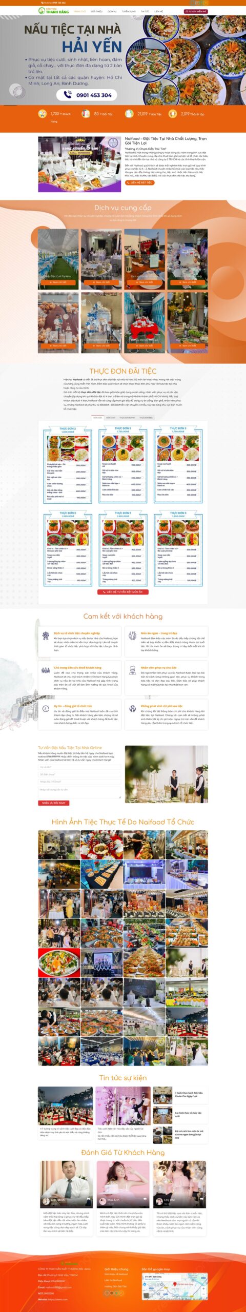 Mẫu Website Dịch Vụ Nấu Tiệc Tại Nhà - Ẩm Thực - Cài Đặt Sẵn