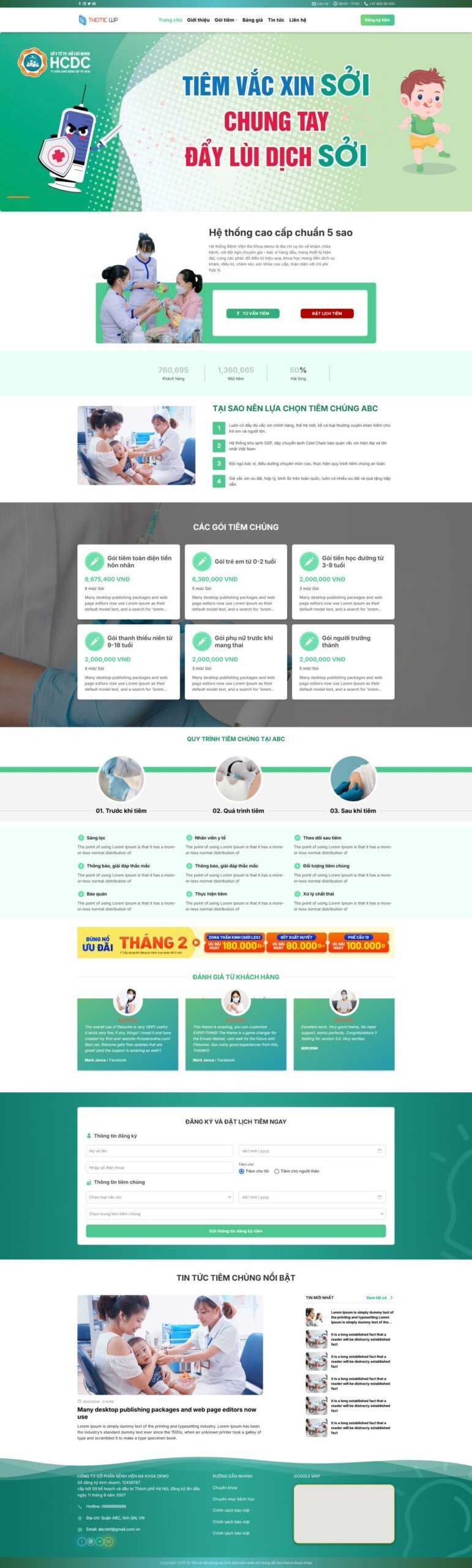 Mẫu Website Trung Tâm Tiêm Chủng 1 - Y Tế - Cài Đặt Sẵn