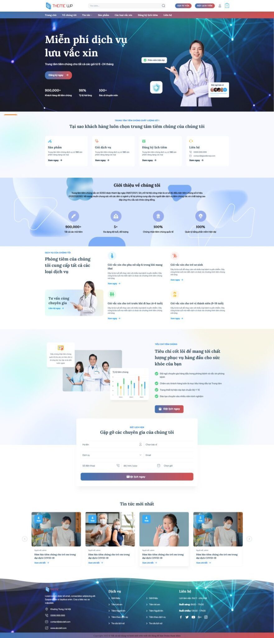 Mẫu Website Phòng Khám Tiêm Chủng 2 - Dịch Vụ Y Tế - Cài Đặt Sẵn