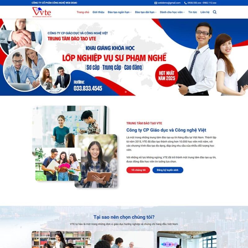 Mẫu Website Trường Dạy Nghề 02 - Giáo Dục Đào Tạo - Cài Đặt Sẵn