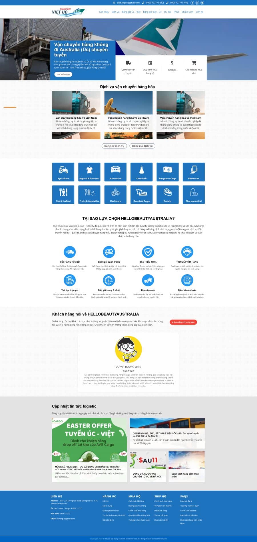 Mẫu Website Dịch Vụ Vận Chuyển Quốc Tế - Logistics - Cài Đặt Sẵn