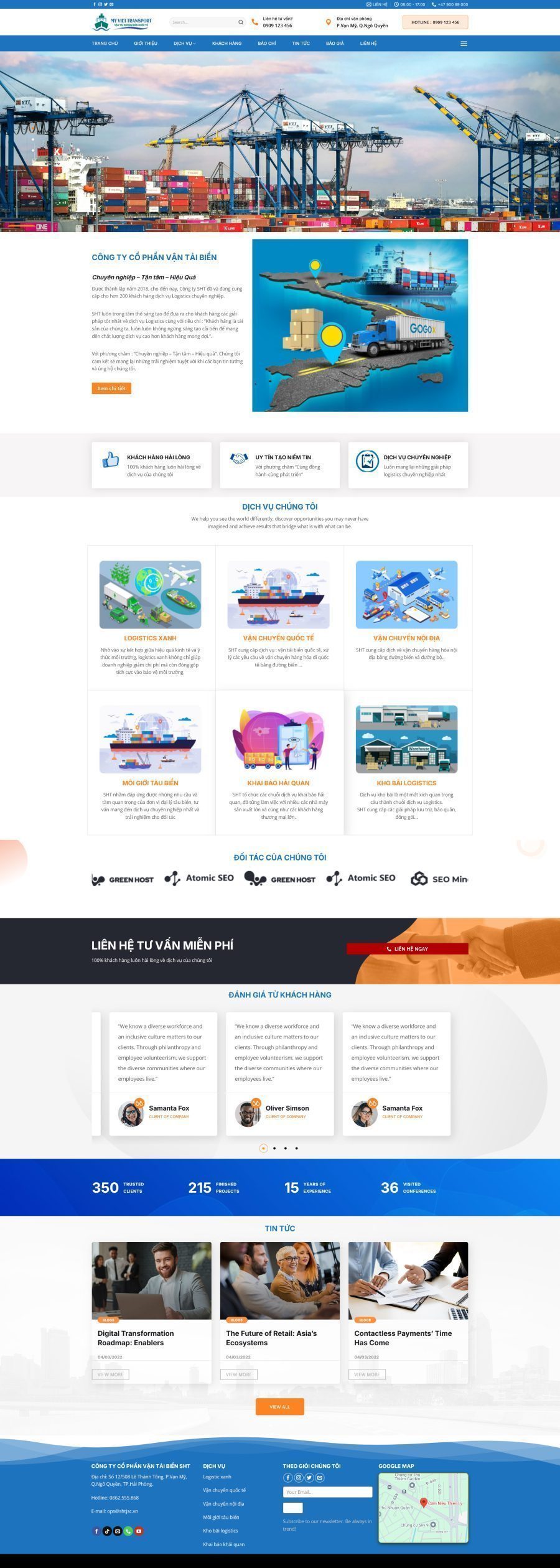 Mẫu Website Công Ty Vận Tải Quốc Tế - Logistics - Cài Đặt Sẵn