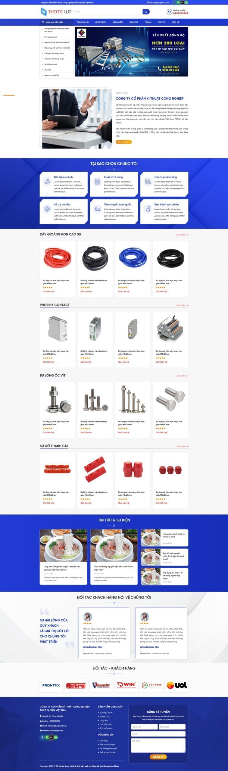 Mẫu Website Vật Tư Cơ Khí - Máy Móc - Cài Đặt Sẵn