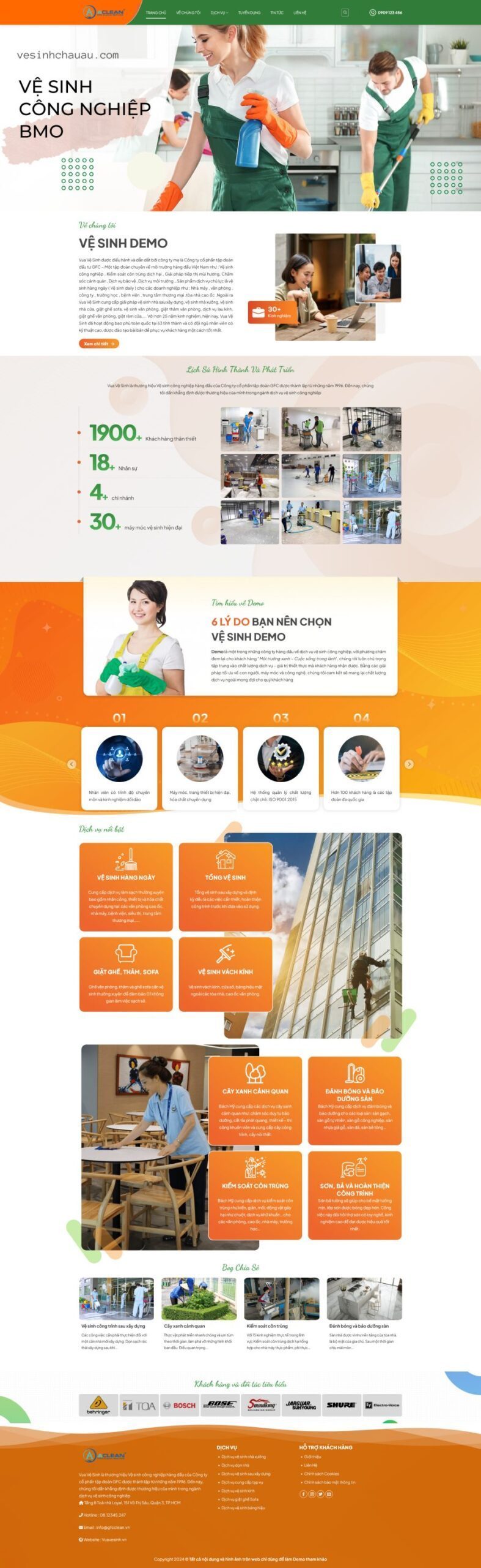 Mẫu Website Vệ Sinh Công Nghiệp 1 - Dịch Vụ - Cài Đặt Sẵn