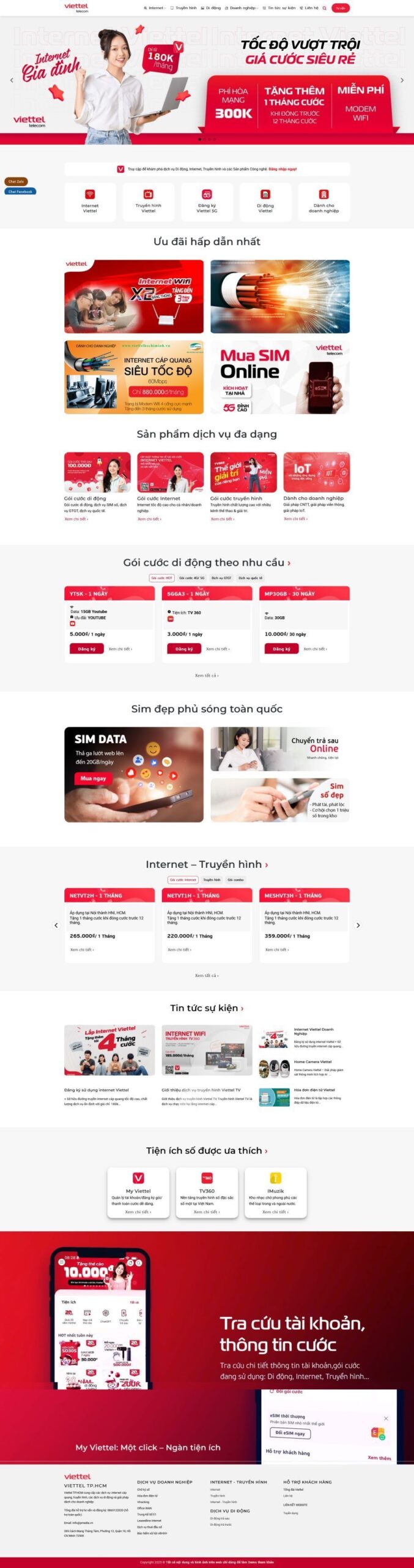 Mẫu Website Dịch Vụ Lắp Mạng Internet - Viễn Thông - Cài Đặt Sẵn