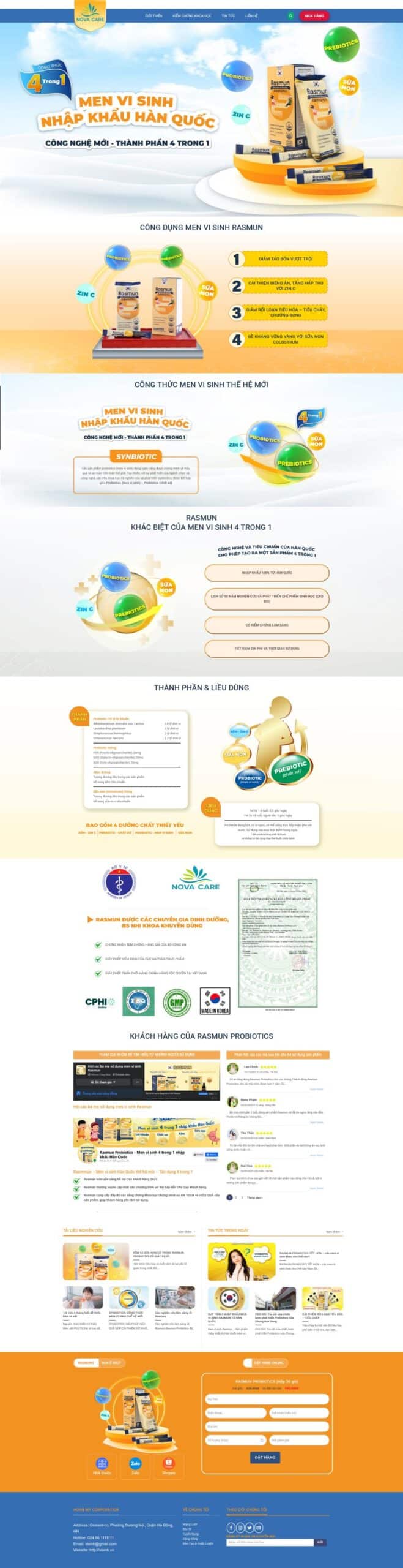 Mẫu Website Men Vi Sinh - Thực Phẩm Chức Năng - Cài Đặt Sẵn