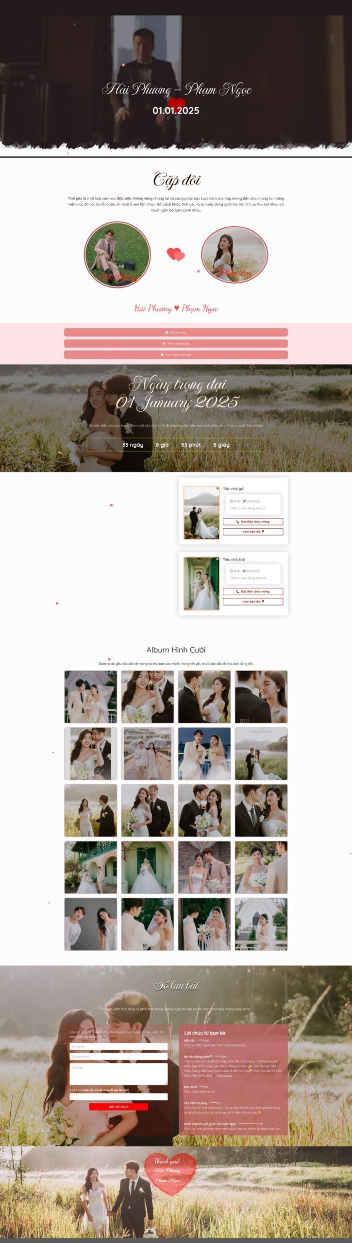 Mẫu Website Thiệp Cưới - Wedding - Cài Đặt Sẵn