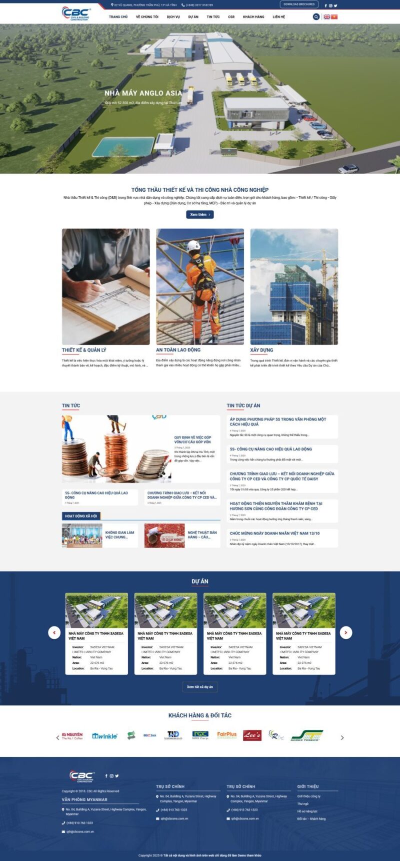 Mẫu Website Công Ty Xây Dựng 4 - Thi Công Công Trình - Cài Đặt Sẵn