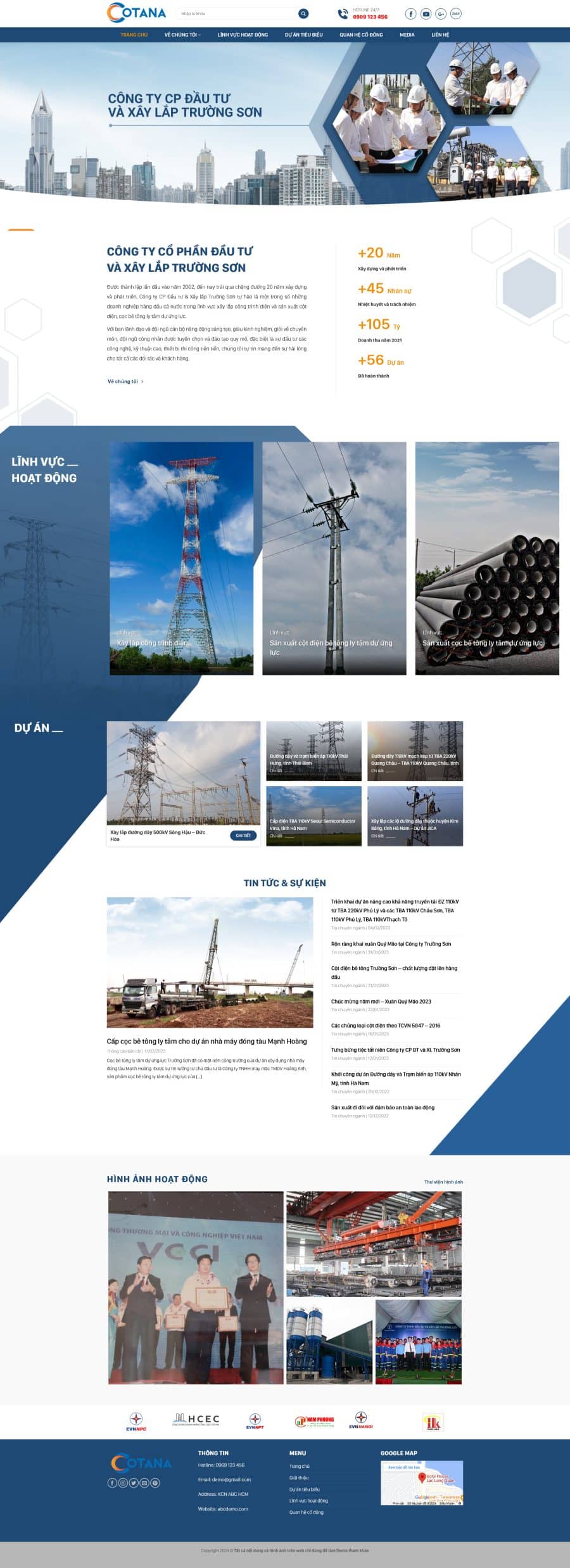 Mẫu Website Xây Lắp Cầu Đường - Công Trình Giao Thông - Cài Đặt Sẵn