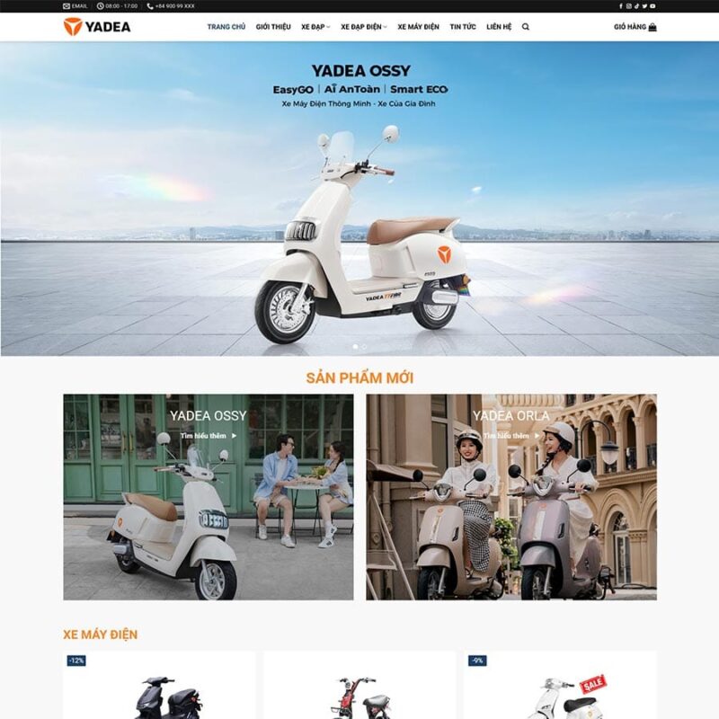 Mẫu Website Bán Xe Máy Điện - Showroom Xe - Cài Đặt Sẵn