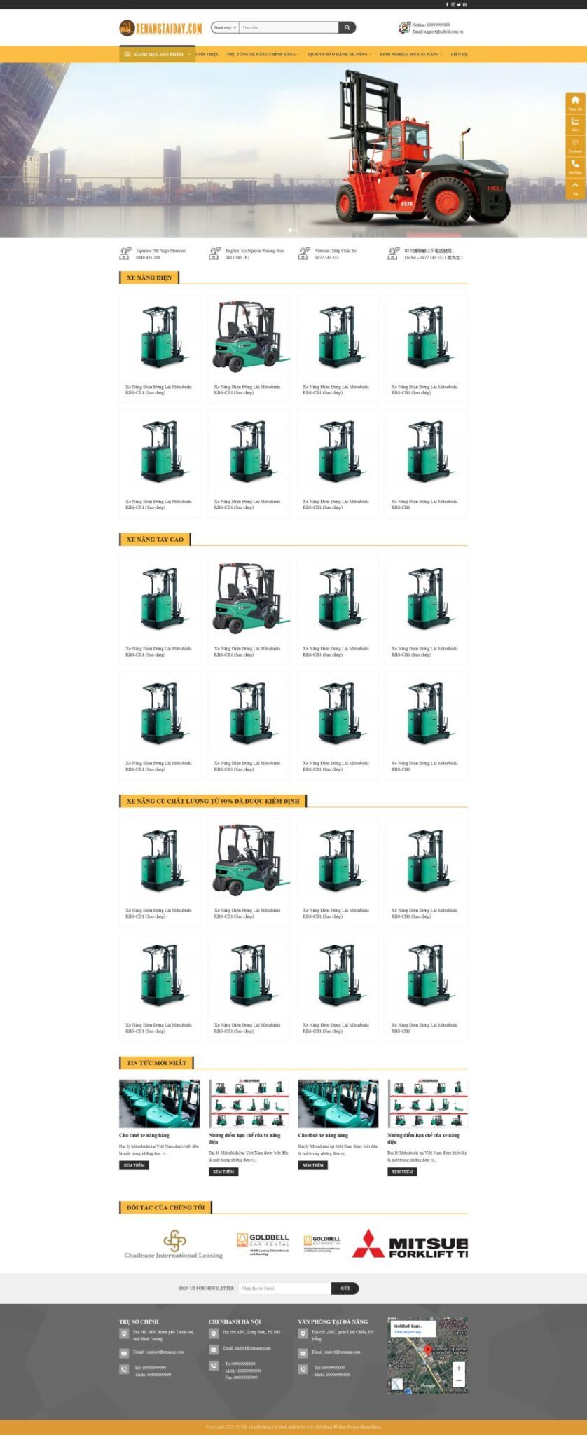 Mẫu Website Xe Nâng 2 - Thiết Bị Công Nghiệp - Cài Đặt Sẵn