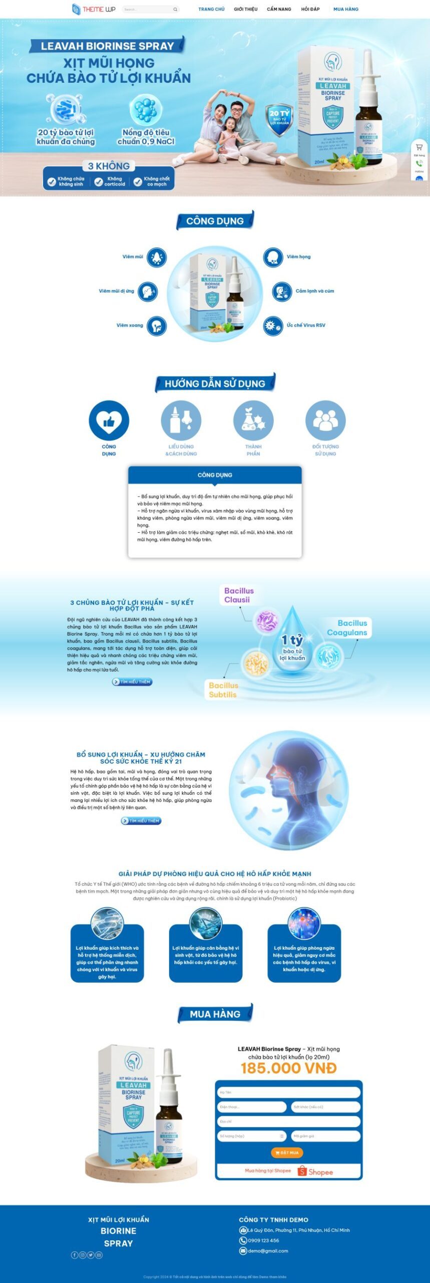 Mẫu Website Thuốc Xịt Mũi - Dược Phẩm - Cài Đặt Sẵn
